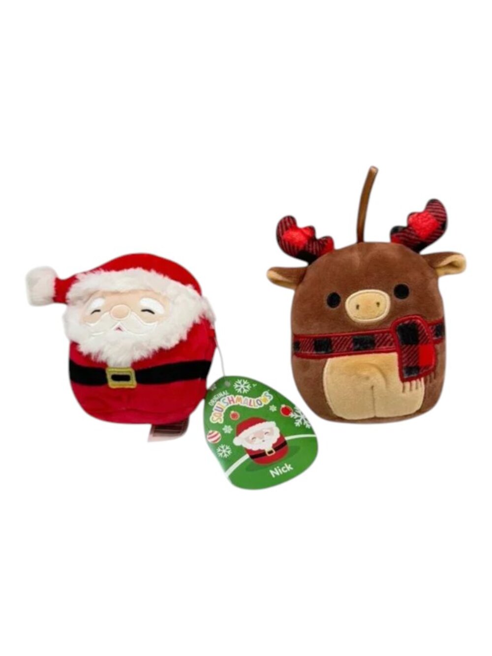Squishmellows Plush Lot 2 Santa and Reindeer Christmas 4 inch